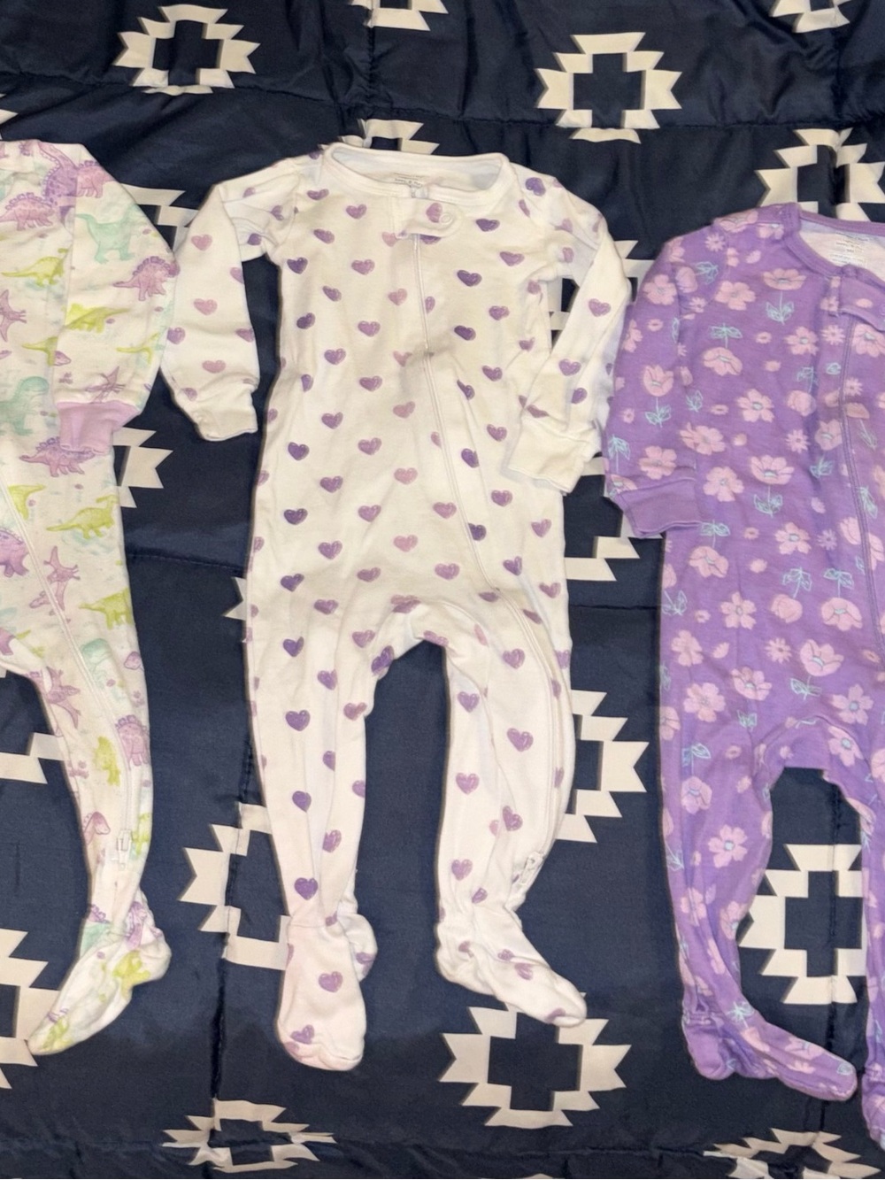 Bundle of 3 Baby Footed Sleepers - 9 Months